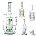14” Dragon Glass Water Pipe Beveled Cylinder Base Design With 2 Sprinkler Percs & Disc Perc