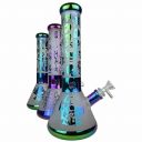 12.5'' Sand Blasted Electro Plated Design Beaker Water Pipe - with 14M Bowl & 4mm Banger