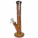 12'' Ribbed Electro Plated Straight Water Pipe - with 14M Bowl & 4mm Banger